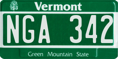 VT license plate NGA342