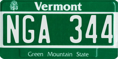 VT license plate NGA344