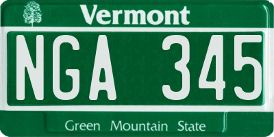 VT license plate NGA345