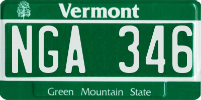 VT license plate NGA346
