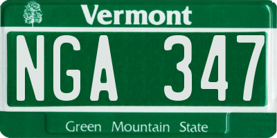 VT license plate NGA347