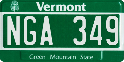VT license plate NGA349