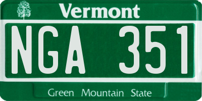 VT license plate NGA351