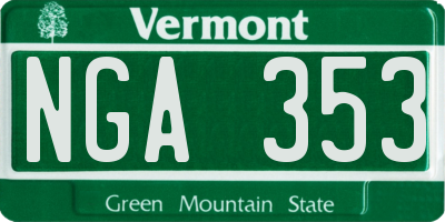 VT license plate NGA353