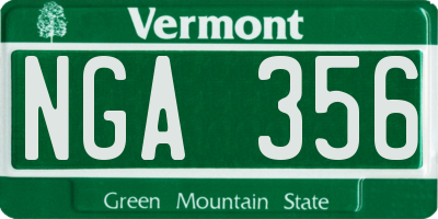 VT license plate NGA356