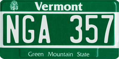 VT license plate NGA357