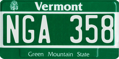VT license plate NGA358