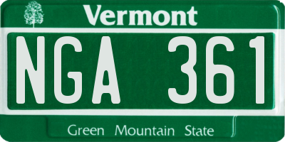 VT license plate NGA361