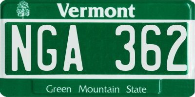VT license plate NGA362