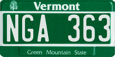 VT license plate NGA363