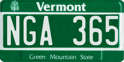VT license plate NGA365