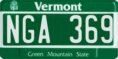 VT license plate NGA369