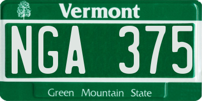 VT license plate NGA375