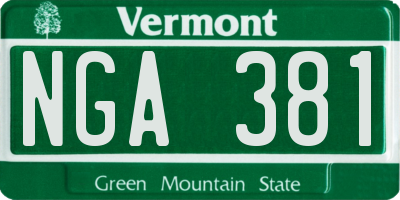 VT license plate NGA381