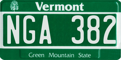 VT license plate NGA382