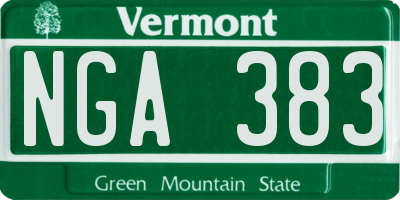 VT license plate NGA383