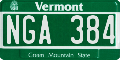 VT license plate NGA384