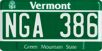 VT license plate NGA386