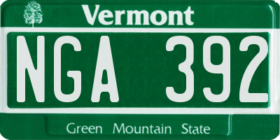 VT license plate NGA392