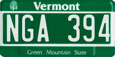VT license plate NGA394