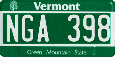 VT license plate NGA398