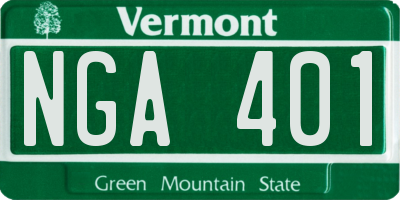VT license plate NGA401