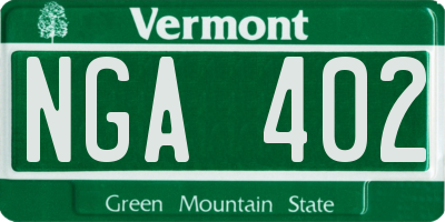 VT license plate NGA402