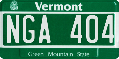 VT license plate NGA404