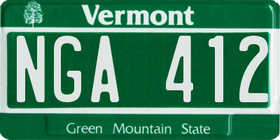 VT license plate NGA412