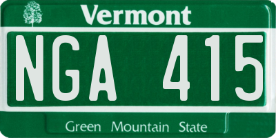 VT license plate NGA415