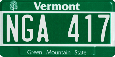 VT license plate NGA417