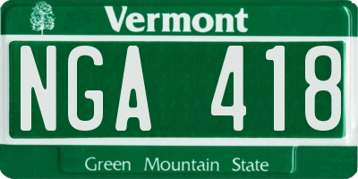 VT license plate NGA418