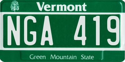 VT license plate NGA419