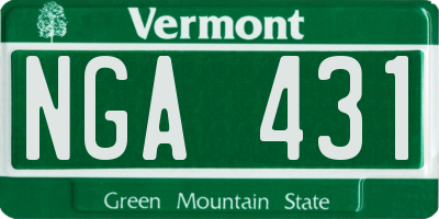 VT license plate NGA431
