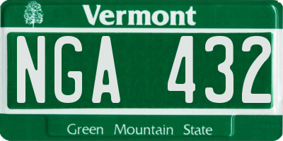 VT license plate NGA432