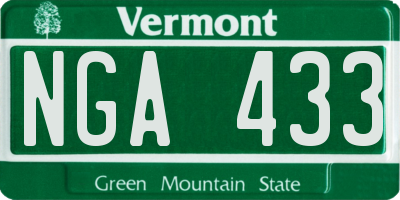 VT license plate NGA433