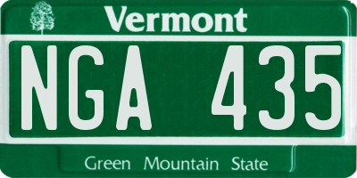VT license plate NGA435