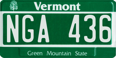 VT license plate NGA436