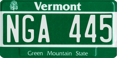VT license plate NGA445
