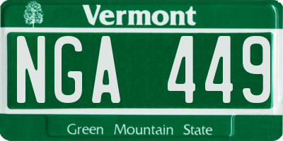 VT license plate NGA449