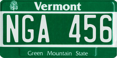 VT license plate NGA456