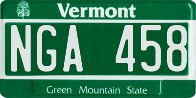 VT license plate NGA458