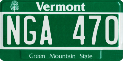 VT license plate NGA470