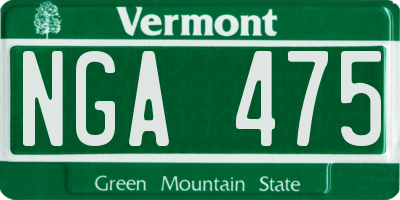 VT license plate NGA475