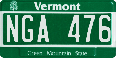 VT license plate NGA476