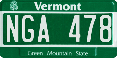 VT license plate NGA478