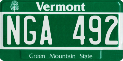 VT license plate NGA492