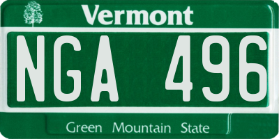 VT license plate NGA496