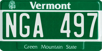 VT license plate NGA497
