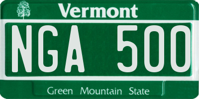 VT license plate NGA500